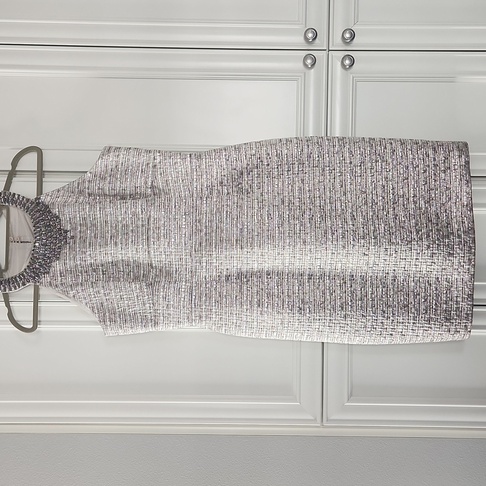 NWOT MAGGY LONDON | $198 Metallic Knee Length Cocktail Dress 12/14